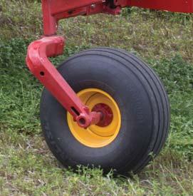 Crop will not wrap around the single cast arm, as often happens with fork supports with large tires.