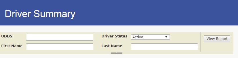 Driver Summary Report The Enterprise Fleet Management Portal will provide a Driver Summary report to search for drivers in the system. Any user will be able to find this information. 1.