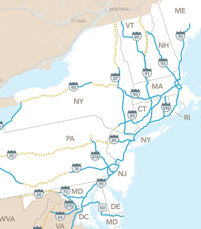 Opportunity for Regional Coordination More than 2500 miles of EV corridors designated in the region New