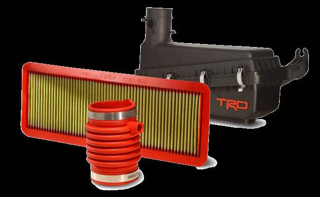 TRD AIR FILTER Breathe easier. This high-performance air filter helps protect and maintain the life of your engine with its superb filtration and enhanced air flow.