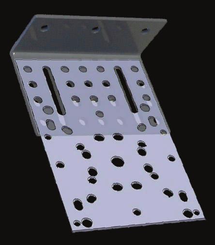 setting pin 100mm X 100mm; predrilled; Polyurethane Powder-coated steel; Threaded holes for