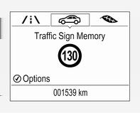 When another page on the Driver Information Centre menu was selected and then traffic sign assistant page is chosen again, the