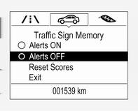 Alert function The alert function can be activated or deactivated in the setting menu of the traffic sign assistant page.