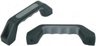 K0171 Stirrup-shaped handles with soft inner surface 25,5 Hard component in glass-ball reinforced thermoplastic; soft component in SEBS 53 Hard component matt black; soft component basalt grey 10 118