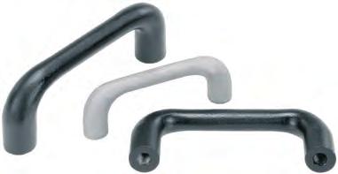 K0186 Stirrup-shaped handles GJS 400 Deburred and tumble cleaned; black plastic coated;