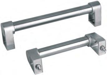 K0652 Tube handles in stainless steel stainless steel A + 15 mm 32 R 20 Connecting tube stainless steel 1.4301. Grip legs in precision cast G 4581. Fastening material in stainless steel 1.4301. Clamping and sealing rings in food-grade silicone rubber.