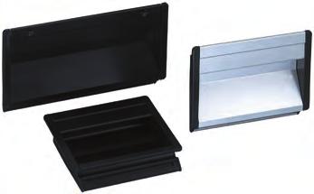 K0238 Tray handles only Form B for DIN 963/964/966-M4 rubber profile rubber profile height of mounting cutout Tray handle in aluminium profile, end caps polyamide; Form A: mounting by rubber profile