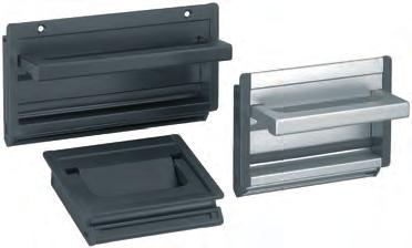 K0239 Profile folding handles only Form B for DIN 963/964/966-M4 Tray and folding handle in aluminium profile, end caps polyamide; Form A: mounting by rubber profile Form B: mounting by 2 countersunk