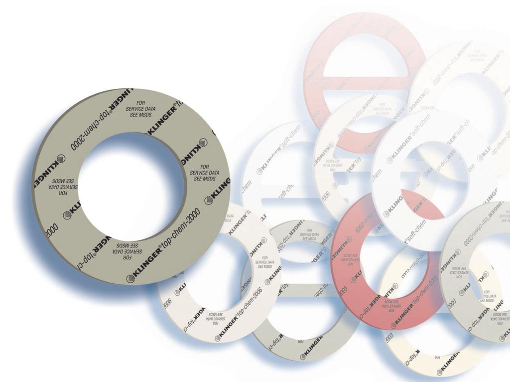 KLINGER top-chem 2000: Universal gasket material for high surface pressures at simultaneous high temperatures KLINGER top-chem 2000 offers the advantages of PTFE gaskets without the disadvantages