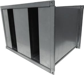 PAK Applications The rectangular silencers are designed for installation in areas where a low-noise air supply is required, e.g.: inlets and outlets of air handling units, ventilation units, plant rooms, autonomous units, etc.