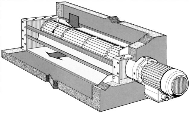 To connect to ducts and appliances plug in slots and sealing planes are provided over the whole fan width for the intake and discharge openings.