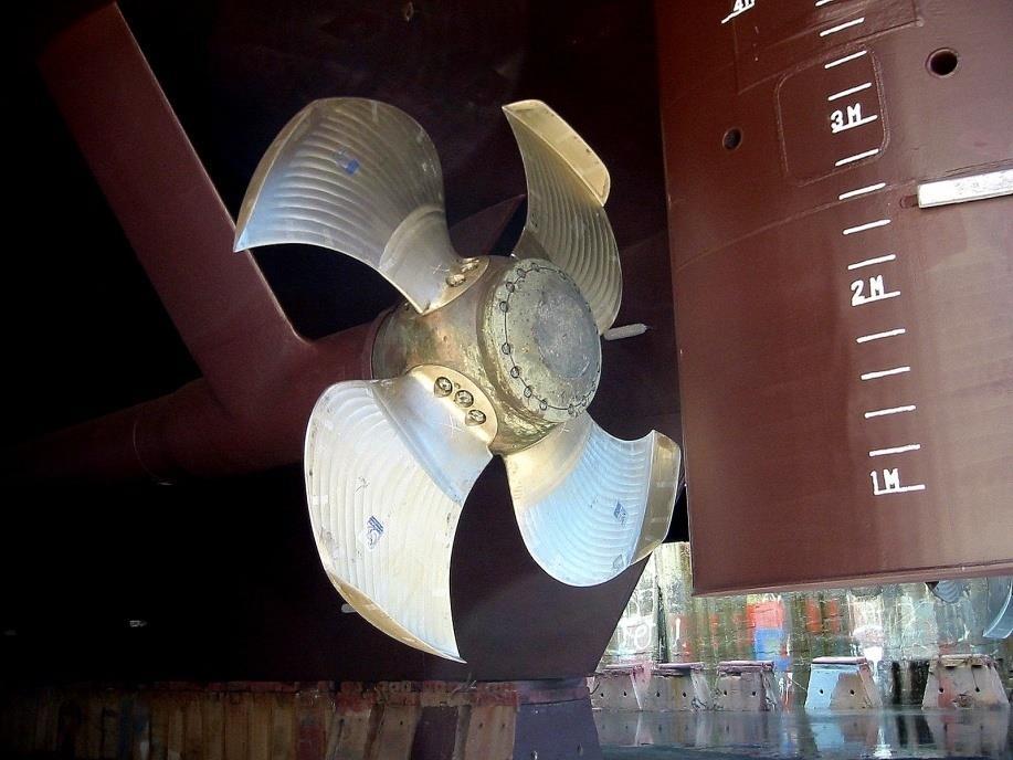 Propeller efficiency reaches the highest value when thrust generated on a propeller blade continuously increases from the boss to the tip.
