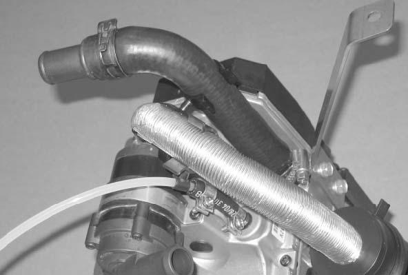 X ab db X c Fig. 6 Pre-assemble Coolant Hoses Cut supplied coolant hose as shown in Figure 6. () Coolant hose from heater coolant pump to 90 hose at engine outlet - a=60 mm (. in.) () Coolant hose from 90 hose at heater outlet to heat exchanger inlet - b=80 mm (.