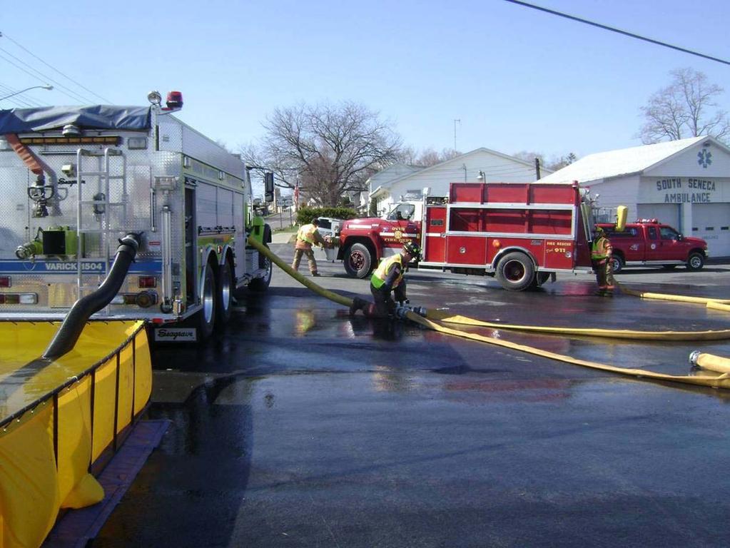 Ovid Fire Hydrant Fill Site Jumbo Wye The operator of Engine 1503 uses the 2,000 gallons from his