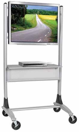 Includes 4" urethane swivel casters (two locking). Optional video conferencing shelf available.