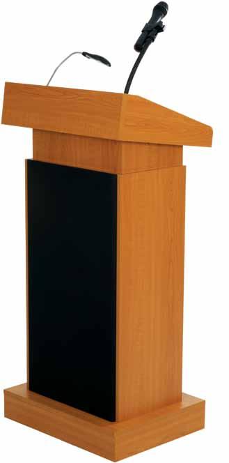 Audio Visual: Lecterns Height Adjustable Sound Powered Lectern Wireless microphone and LED reading light included. Included amplifier powers audiences up to 2000! Adjusts 10" in height.