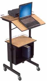 The versatile Diversity Stand can be used as an AV center, a workstation, or as a lectern. Adjusts in height from 37 1/2" to 45 1/2".