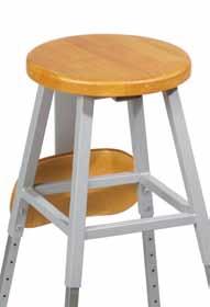 Solid wood seat (12 1/4" x 1") is height adjustable from 18" to 29 1/2" in 1 1/2"