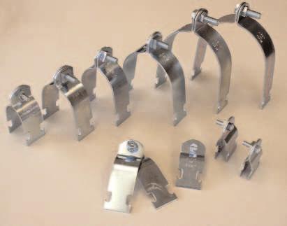 STRUT SUPORT SYSTEM STRUT PIPE CLAMPS STRUT CLAMPS For Rigid Pipe Pre-assembled with combo machine slot screw and nut. Twist inserted anywhere along the slot side of strut.