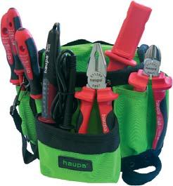 complete with 22 tools. Features:  (various sizes), belt for spirit level (outside), material: extra strong 600D polyester, colour: green, black.