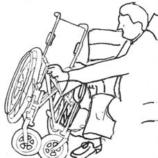 Unfolding THE WHEELCHAIR This operation may be undertaken whilst in either a sitting or standing position depending on which is the more comfortable for you. page 05 1. Apply both wheel locks 2.