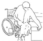 page 08 TRANSFERING TO AND FROM THE WHEELCHAIR WITH- OUT ASSISTANCE (OPERATING THE RETRACTABLE WHEEL) Caution: WHEN TRANSFERRING TO OR FROM THE WHEELCHAIR DO NOT STAND ON THE FOOTPLATES (Fig 5) Fold