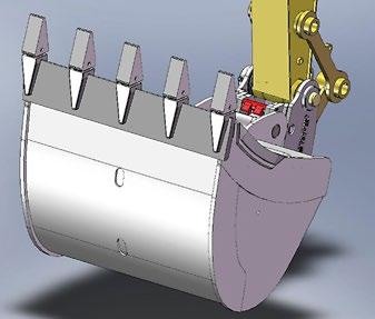 Step 6 When both attachment pins are seated in the coupler jaws, rotate the attachment fully inwards using the excavator bucket cylinder (see Figure 7).