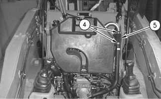 Refer to the Operation and Maintenance Manual, "Cab Support Operation" for the proper procedure. Illustration 5 g00821162 3. Remove the plug (3) for the pump case drain.