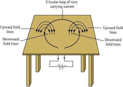 Question 1: Consider a circular loop of wire lying in the plane of the table. Let the current pass through the loop clockwise.