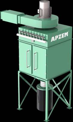 PULSE JET CARTRIDGE DUST COLLECTOR PAGE 10 APZEM Cartridge Dust Collectors have a large filter area in proportion to their size and are suitable for dry, fine dust and can be equipped