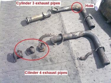The bent pipe is deformed at the ball and cone connection and 2 big holes are observed in the middle of the curve.