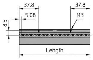 2.6.2 Height Extrusions 2.6.2.1 Height Extrusion 19" 66-175 19" height extrusion type 11 For standard side panel 2 mm 1 height extrusion without assembly material 27.8 6.5 4.54 0 5.