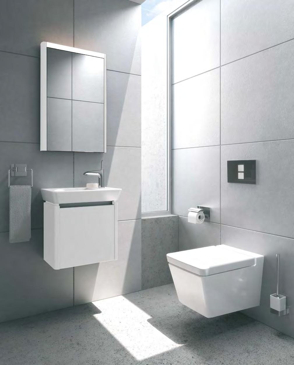 T4 SPECIALLY-DESIGNED CLOAKROOM UNIT AND WASHBASIN USES AN OFFSET TAP TO MAXIMISE BASIN DEPTH T4 T4 4458 Washbasin, 50cm 135 56456 Cloakroom unit with door, right hand hinged, 50cm,
