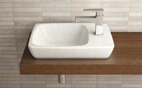 TO SUIT A PARTICULAR LOOK THE COMPACT OFFSET WASHBASIN IS AN IDEAL SOLUTION