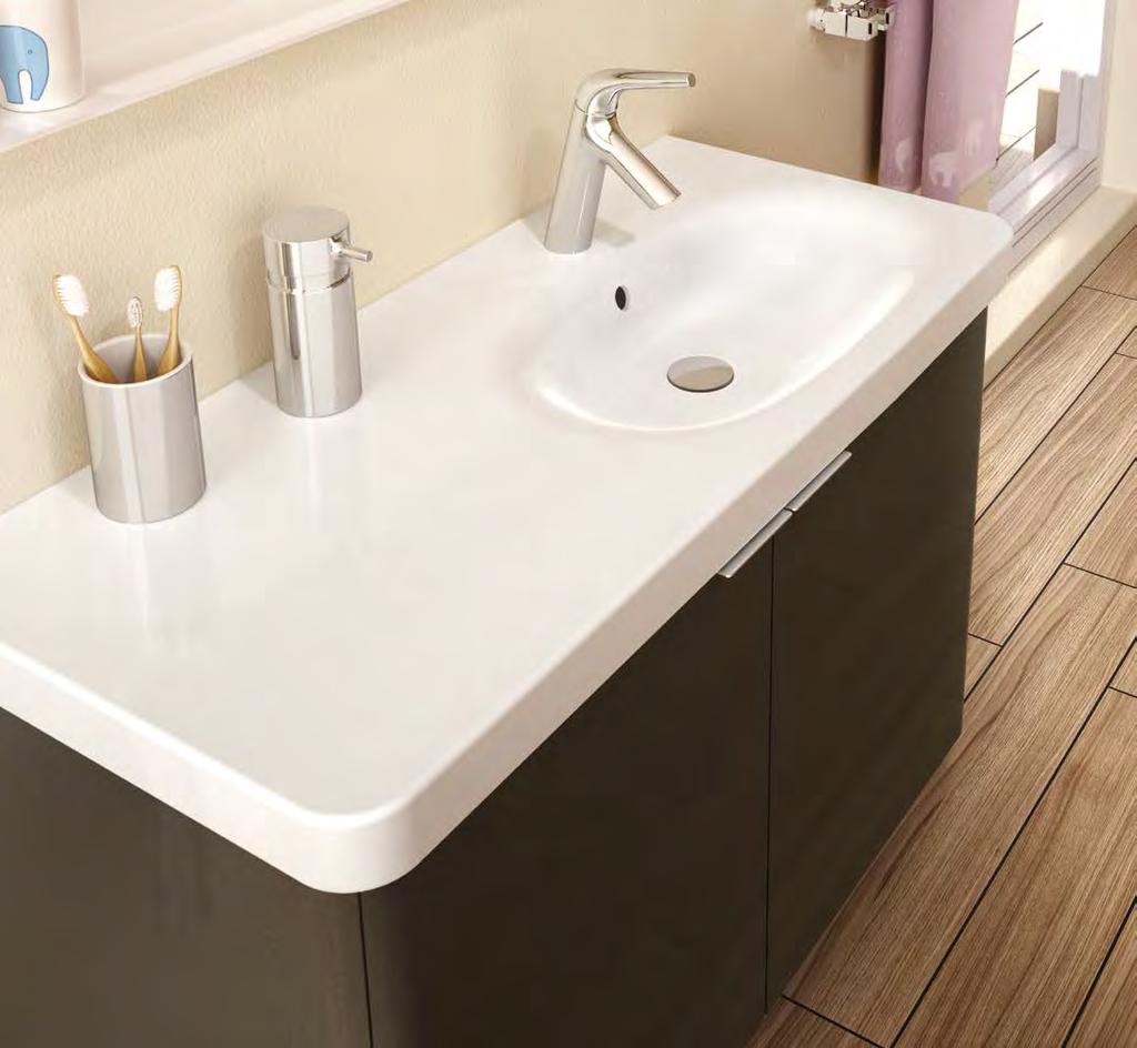 Asymmetrical washbasin, 100cm 261 56544 Asymmetrical washbasin unit with doors, 100cm, anthracite 589 A42300 Basin mixer 100 A44616 Liquid soap dispenser, free-standing 88