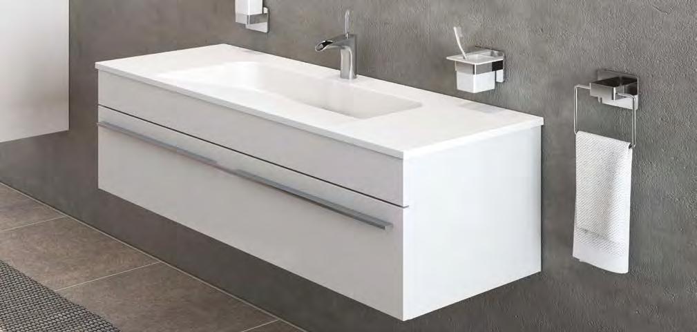 with LED lighting, 120cm 419 56259 Tall unit with doors, right hand hinged, 35cm, high gloss grey birch 899 56239 Washbasin unit with drawer, including Infinit mineralcast washbasin, 100cm, high