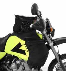 MADE IN THE EU (GERMANY) IN THE EU - (GERMANY) Tank Bag The further development of our proven tank bag now offers an additional reflective elastic strap on the side which can be used to hold e.g. your gloves during a short stop.