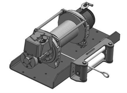 Proper centering of Rope: Series Large Frame Winches: mounted in a foot-down and foot-forward position.