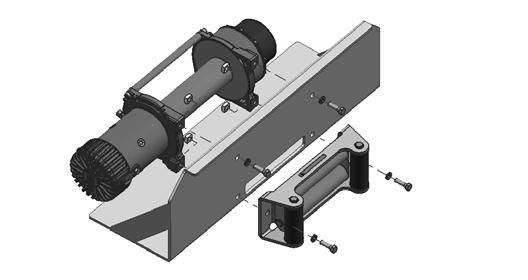 STEP 2: Mount winch to mounting plate with a mounting bolt, lock