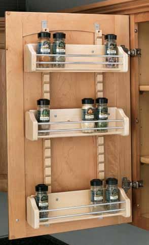 4ASR SERIES ADJUSTABLE DOOR MOUNT SPICE RACK Add space, flexibility and convenience with Rev-A-Shelf s Adjustable Door Mount Spice Rack.