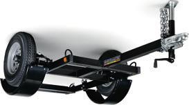 Has narrow 22-foot (6.7 m) turning radius. Includes 3-inch (76 mm) lunette eye, universal hitch and safety chains.