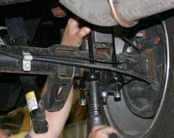 26. Install the new Skyjacker anti torque link by installing the bushing in the eye of the assembly.
