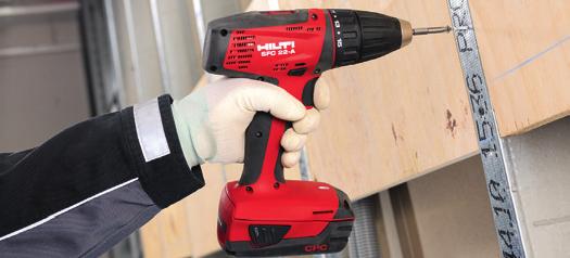 Cordless compact drill driver SFC 22-A Applications Hole sawing in diameters up to 82 mm Driving screws up to 8 mm dia.