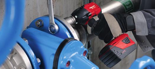 Cordless impact wrench SIW 22-A Applications Driving 6 mm and 8 mm HUS screw anchors in concrete Driving HRD frame anchors 8 mm to 10 mm diameter in masonry and concrete Setting HSA stud anchors in