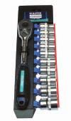 SOCKET SETS & WRENCHES SOCKET SETS For tightening and loosening nuts 1/2 square drive, double hex Triple plated chrome vanadium Surface drive and high torque system - full face contact for maximum