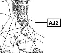 CONNECT THE BLACK GROUND WIRE OF THE POWER HAR- NESS TO THE BLACK WIRE OF THE MONITOR HARNESS. FIGURE 7. ROUTING HARNESS 3. ROUTE HARNESSES ABOVE HEADLINER TO PASSENGER-SIDE A-PILLAR.