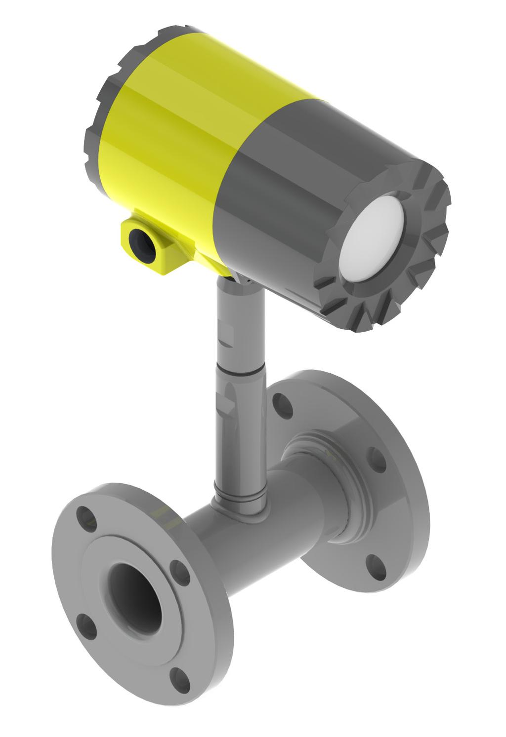 The flow meter is available from ½ (15 mm) (DN 15) to 12 (300 mm) (DN 300) meter sizes handling process temps from -330 F (-200 C) to 750 F (400 C) and process connections up to ANSI Class 600 (PN