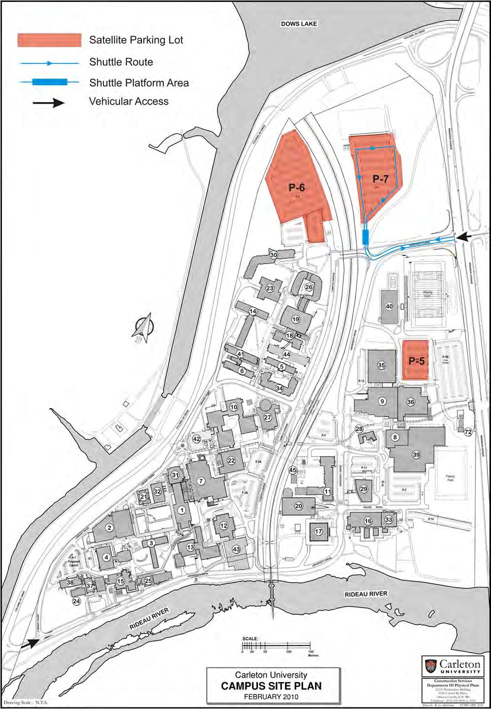 3.3.1 Carleton University Carleton University is located within 2 km of Lansdowne Park and is therefore recommended as the primary satellite parking facility for special events.