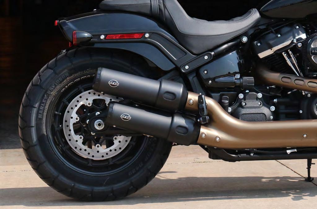GRAND NATIONAL MUFFLERS FOR 2018 HD FAT BOB MODELS WITH THE MILWAUKEE-EIGHT ENGINE Up to 12% more horsepower and 6% more torque (when used