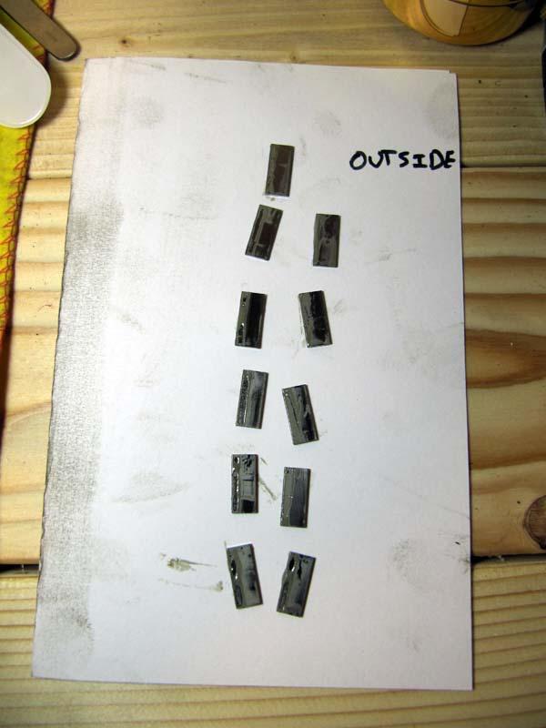 #9 I placed the vanes on a piece of paper with one side marked Outside in order to keep